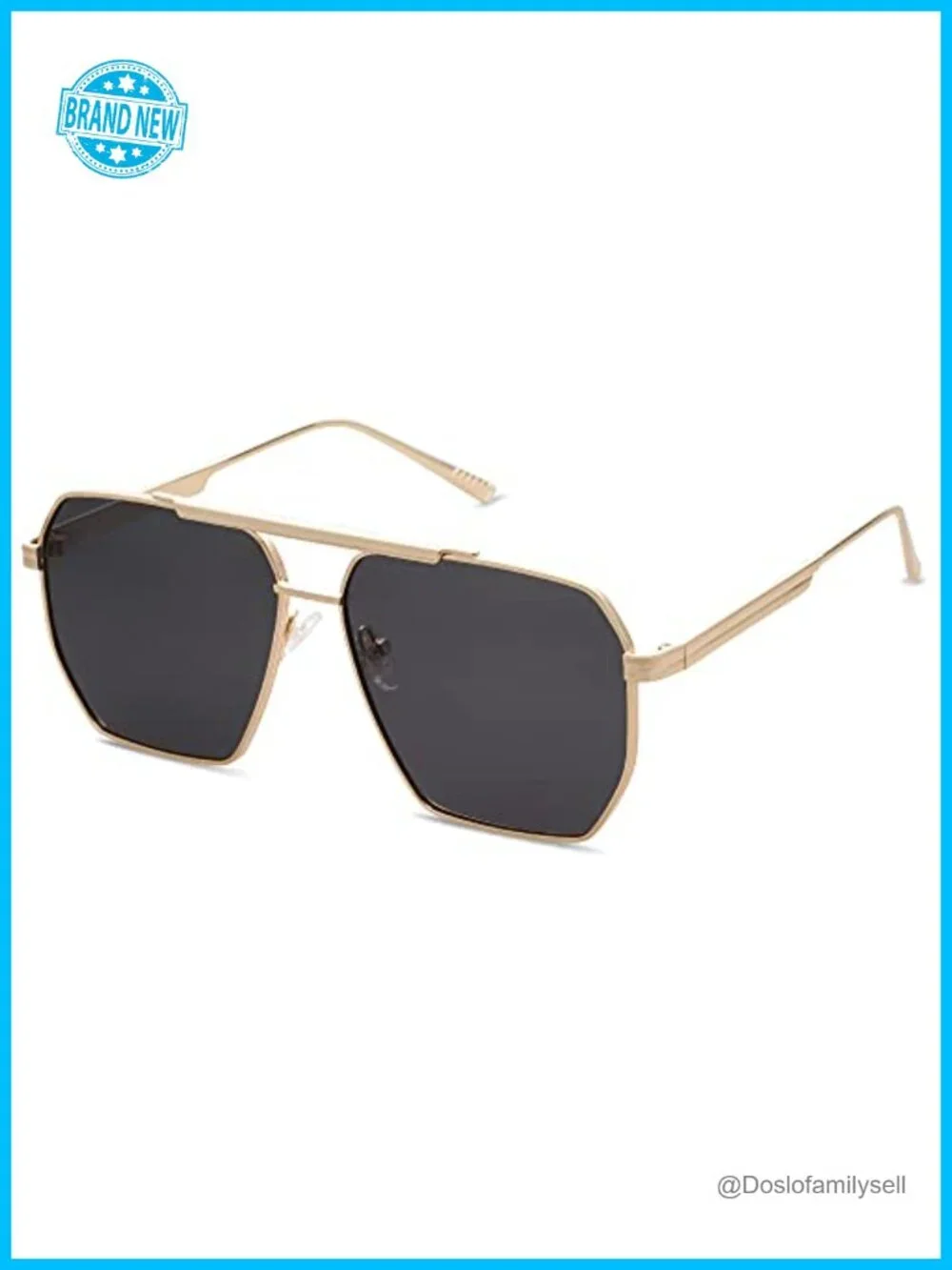 Oversized Square Polarized Sunglasses with Metal Frame UV400
